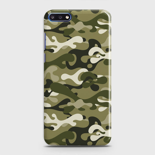 Huawei Y7 Pro 2018 Cover - Camo Series - Light Green Design - Matte Finish - Snap On Hard Case with LifeTime Colors Guarantee