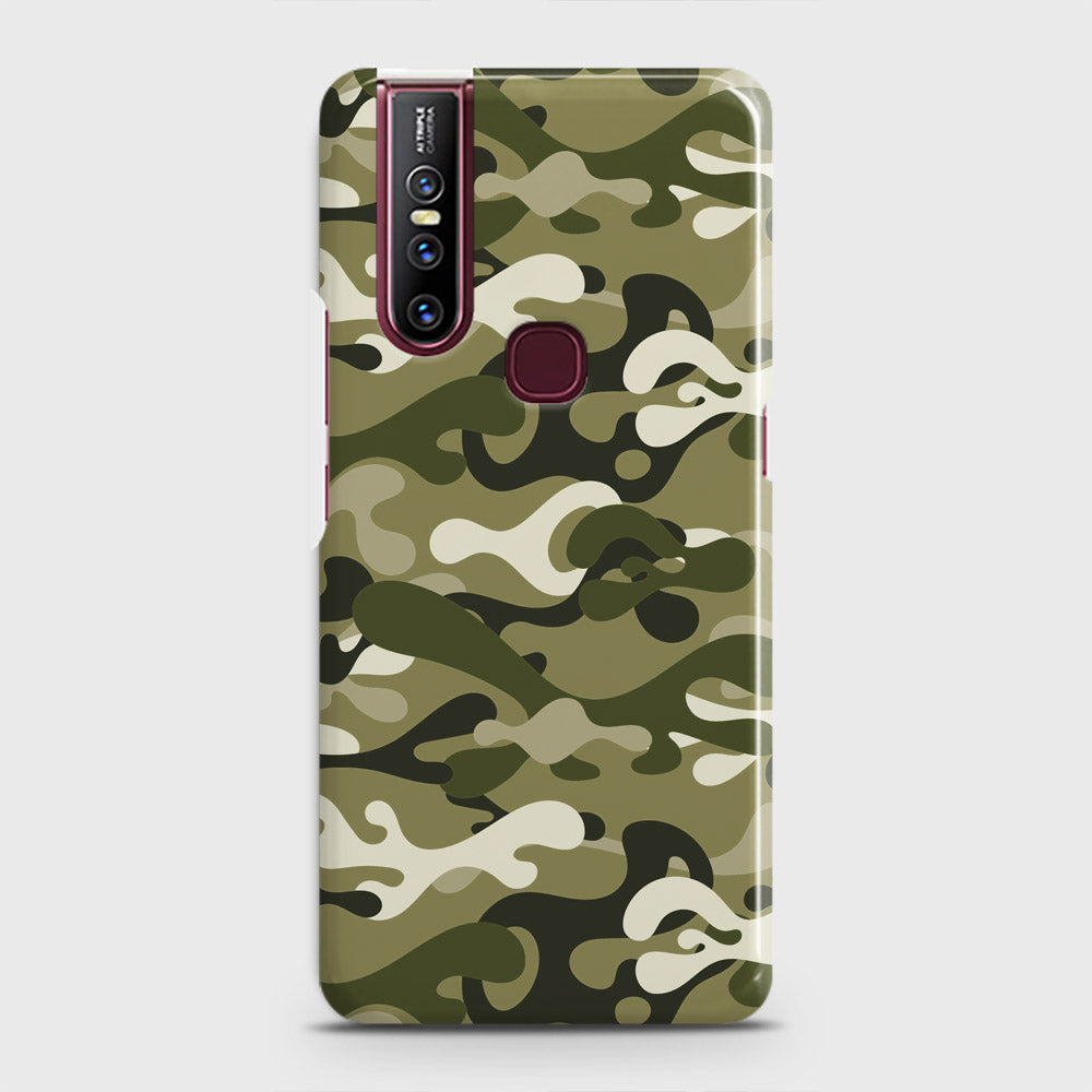 Vivo V15 Cover - Camo Series - Light Green Design - Matte Finish - Snap On Hard Case with LifeTime Colors Guarantee