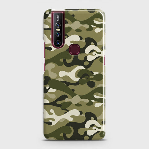 Vivo V15 Cover - Camo Series - Light Green Design - Matte Finish - Snap On Hard Case with LifeTime Colors Guarantee