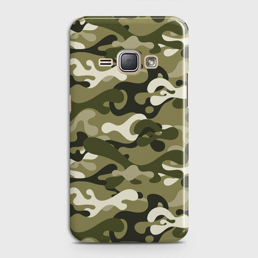 Samsung Galaxy J1 2016 / J120 Cover - Camo Series - Light Green Design - Matte Finish - Snap On Hard Case with LifeTime Colors Guarantee
