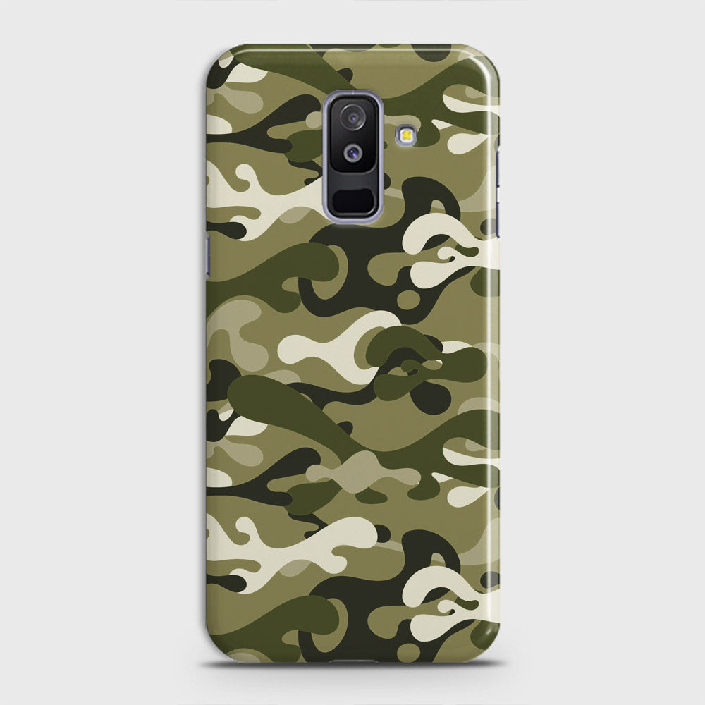 Samsung Galaxy J8 2018 Cover - Camo Series - Light Green Design - Matte Finish - Snap On Hard Case with LifeTime Colors Guarantee