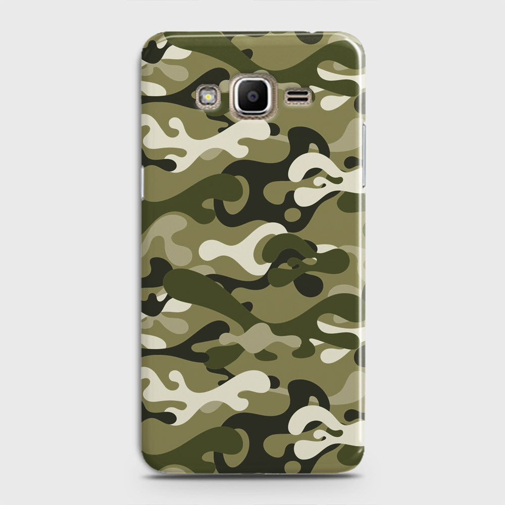 Samsung Galaxy J7 2015 Cover - Camo Series - Light Green Design - Matte Finish - Snap On Hard Case with LifeTime Colors Guarantee