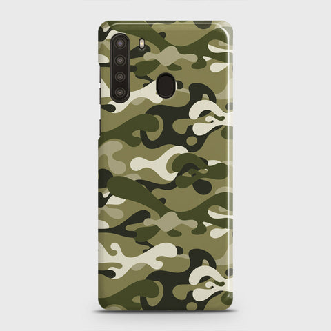 Samsung Galaxy A21 Cover - Camo Series - Light Green Design - Matte Finish - Snap On Hard Case with LifeTime Colors Guarantee