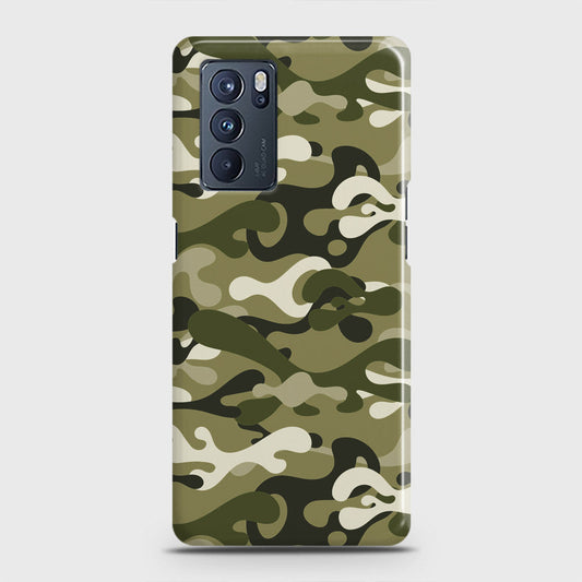 Oppo Reno 6 Pro 5G Cover - Camo Series - Light Green Design - Matte Finish - Snap On Hard Case with LifeTime Colors Guarantee