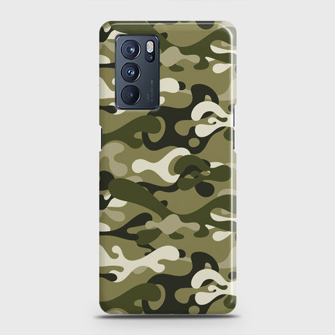 Oppo Reno 6 Pro 5G Cover - Camo Series - Light Green Design - Matte Finish - Snap On Hard Case with LifeTime Colors Guarantee
