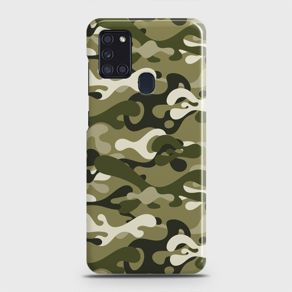 Samsung Galaxy A21s Cover - Camo Series - Light Green Design - Matte Finish - Snap On Hard Case with LifeTime Colors Guarantee (Fast Delivery) (H)