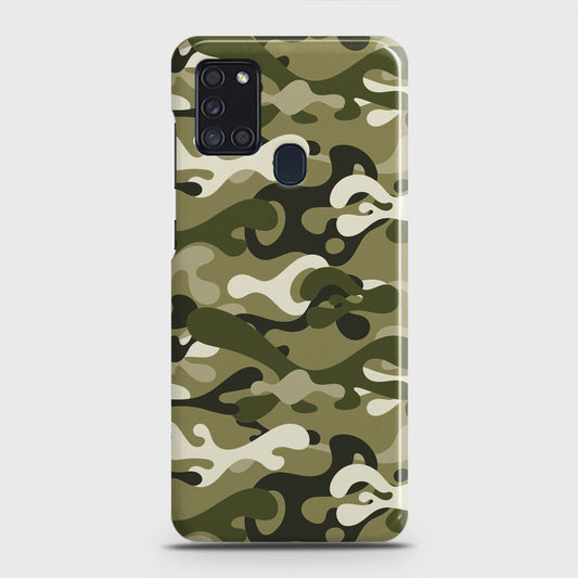 Samsung Galaxy A21s Cover - Camo Series - Light Green Design - Matte Finish - Snap On Hard Case with LifeTime Colors Guarantee (Fast Delivery) (H)