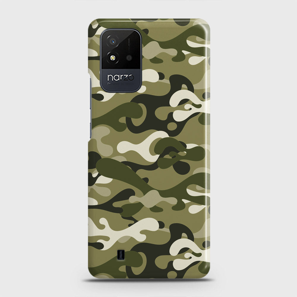 Realme Narzo 50i Cover - Camo Series - Light Green Design - Matte Finish - Snap On Hard Case with LifeTime Colors Guarantee