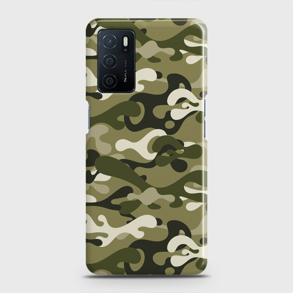 Oppo A16 Cover - Camo Series - Light Green Design - Matte Finish - Snap On Hard Case with LifeTime Colors Guarantee