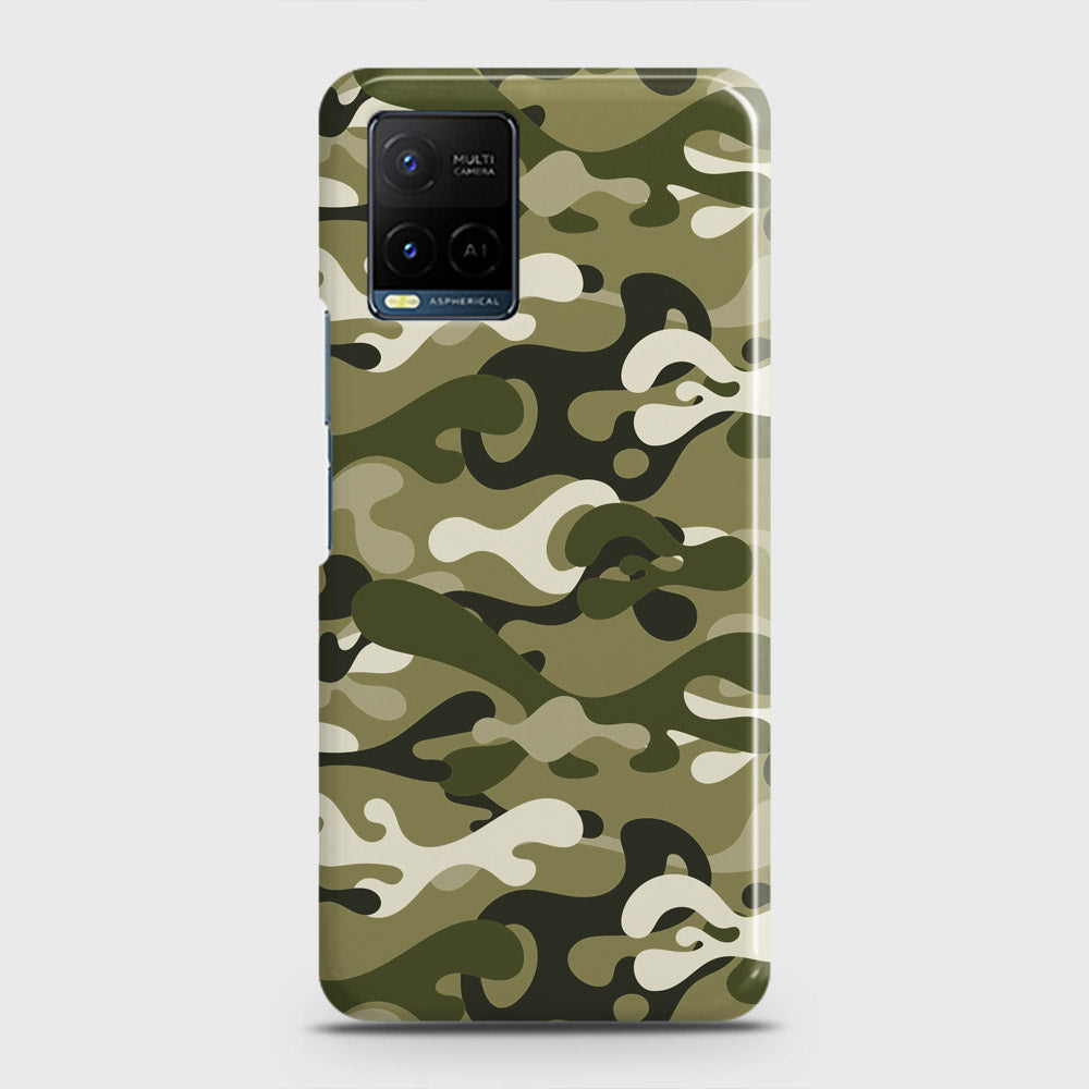 Vivo Y21s Cover - Camo Series - Light Green Design - Matte Finish - Snap On Hard Case with LifeTime Colors Guarantee