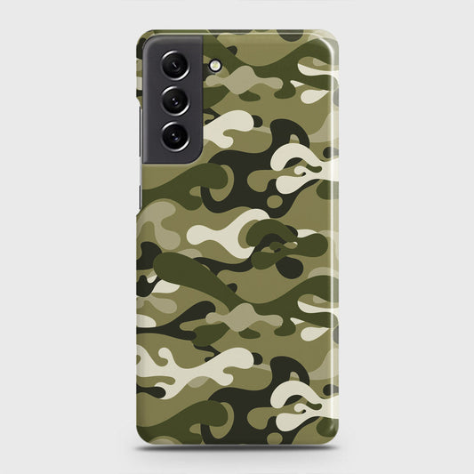 Samsung Galaxy S21 FE 5G Cover - Camo Series - Light Green Design - Matte Finish - Snap On Hard Case with LifeTime Colors Guarantee