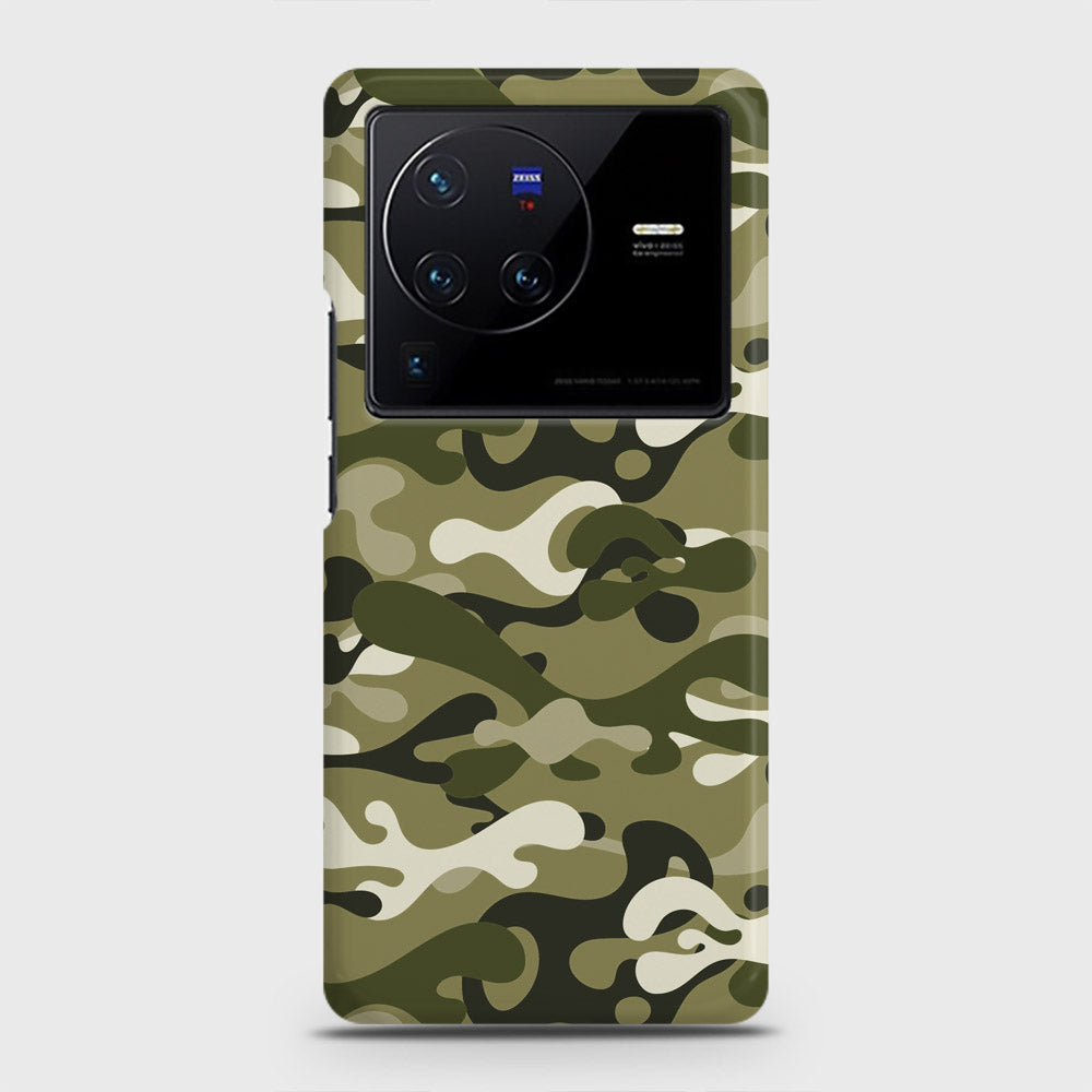 Vivo X80 Cover - Camo Series - Light Green Design - Matte Finish - Snap On Hard Case with LifeTime Colors Guarantee