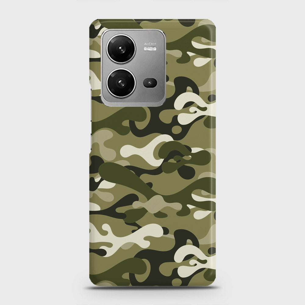 Vivo V25 Cover - Camo Series - Light Green Design - Matte Finish - Snap On Hard Case with LifeTime Colors Guarantee