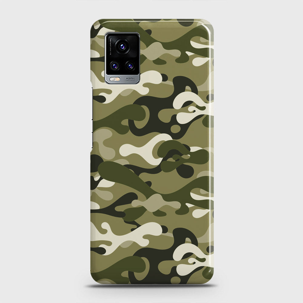 Vivo V20  Cover - Camo Series - Light Green Design - Matte Finish - Snap On Hard Case with LifeTime Colors Guarantee