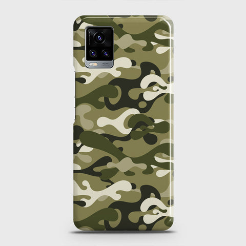 Vivo V20  Cover - Camo Series - Light Green Design - Matte Finish - Snap On Hard Case with LifeTime Colors Guarantee