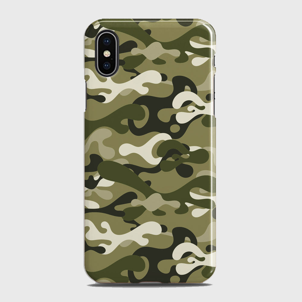 iPhone X Cover - Camo Series - Light Green Design - Matte Finish - Snap On Hard Case with LifeTime Colors Guarantee