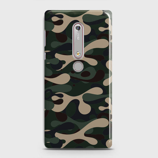 Nokia 6.1 Cover - Camo Series - Dark Green Design - Matte Finish - Snap On Hard Case with LifeTime Colors Guarantee