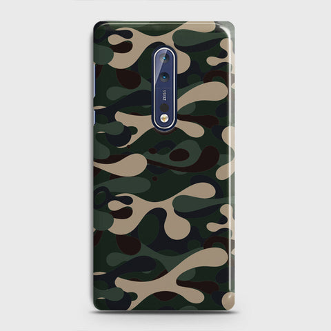 Nokia 8 Cover - Camo Series - Dark Green Design - Matte Finish - Snap On Hard Case with LifeTime Colors Guarantee