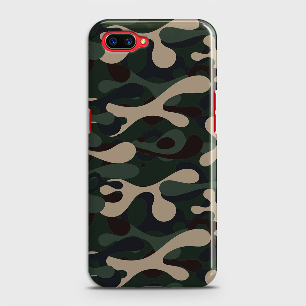 Oppo A3S Cover - Camo Series - Dark Green Design - Matte Finish - Snap On Hard Case with LifeTime Colors Guarantee