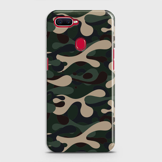 Oppo A7 Cover - Camo Series - Dark Green Design - Matte Finish - Snap On Hard Case with LifeTime Colors Guarantee
