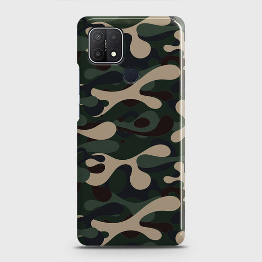 Oppo A15 Cover - Camo Series - Dark Green Design - Matte Finish - Snap On Hard Case with LifeTime Colors Guarantee