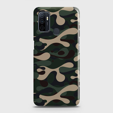 Oppo A53 Cover - Camo Series - Dark Green Design - Matte Finish - Snap On Hard Case with LifeTime Colors Guarantee