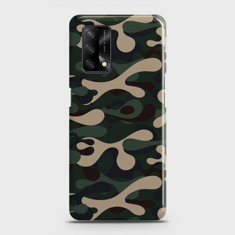 Oppo F19 Cover - Camo Series - Dark Green Design - Matte Finish - Snap On Hard Case with LifeTime Colors Guarantee