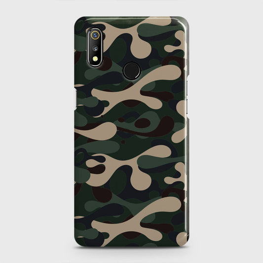 Realme 3 Cover - Camo Series - Dark Green Design - Matte Finish - Snap On Hard Case with LifeTime Colors Guarantee