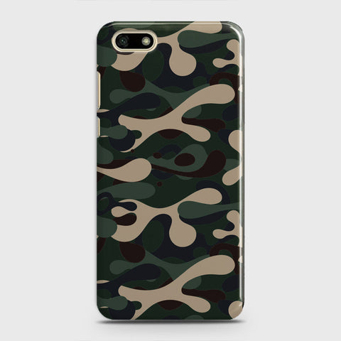Huawei Y5 Prime 2018 Cover - Camo Series - Dark Green Design - Matte Finish - Snap On Hard Case with LifeTime Colors Guarantee