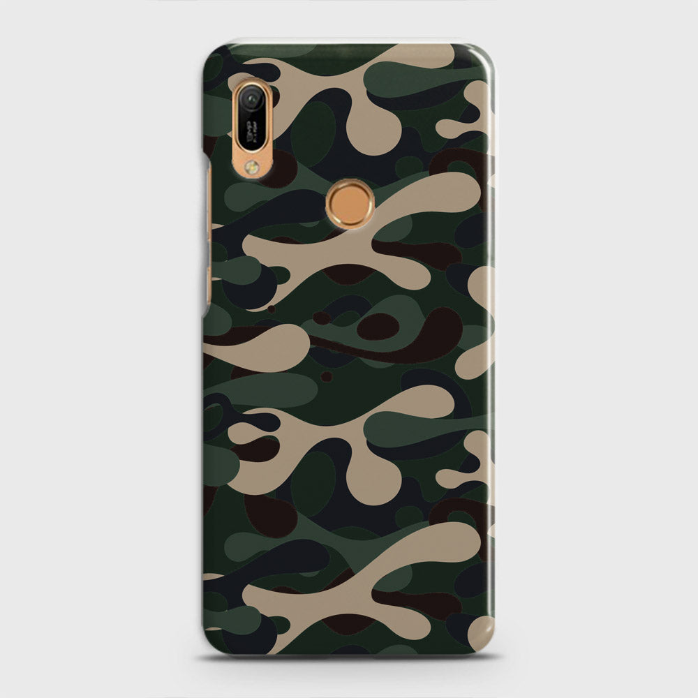 Huawei Y6 2019 Cover - Camo Series - Dark Green Design - Matte Finish - Snap On Hard Case with LifeTime Colors Guarantee