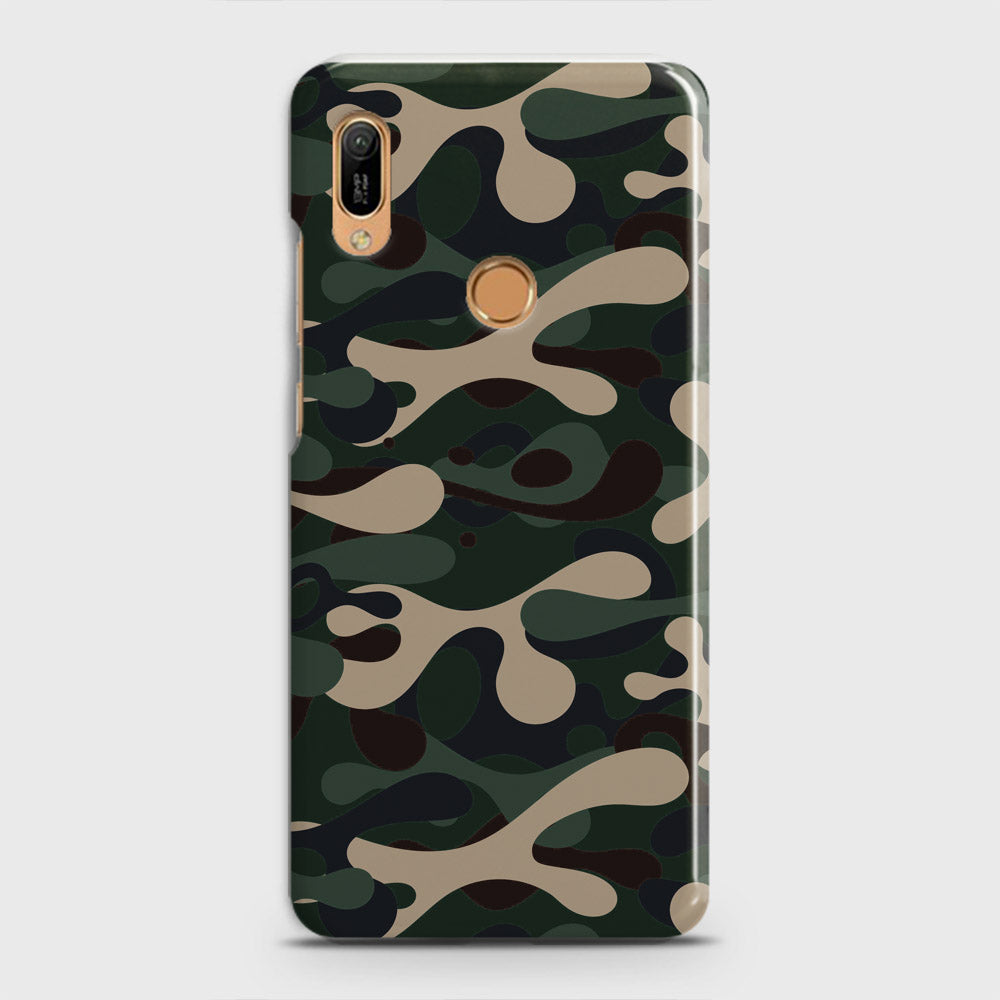 Huawei Y6 Prime 2019 Cover - Camo Series - Dark Green Design - Matte Finish - Snap On Hard Case with LifeTime Colors Guarantee