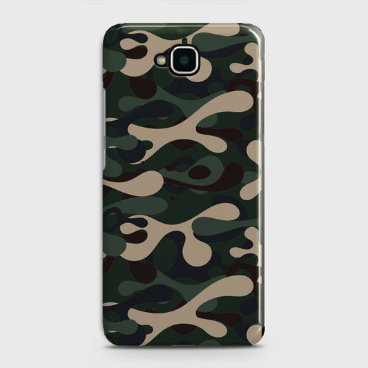 Huawei Y6 Pro 2015 Cover - Camo Series - Dark Green Design - Matte Finish - Snap On Hard Case with LifeTime Colors Guarantee