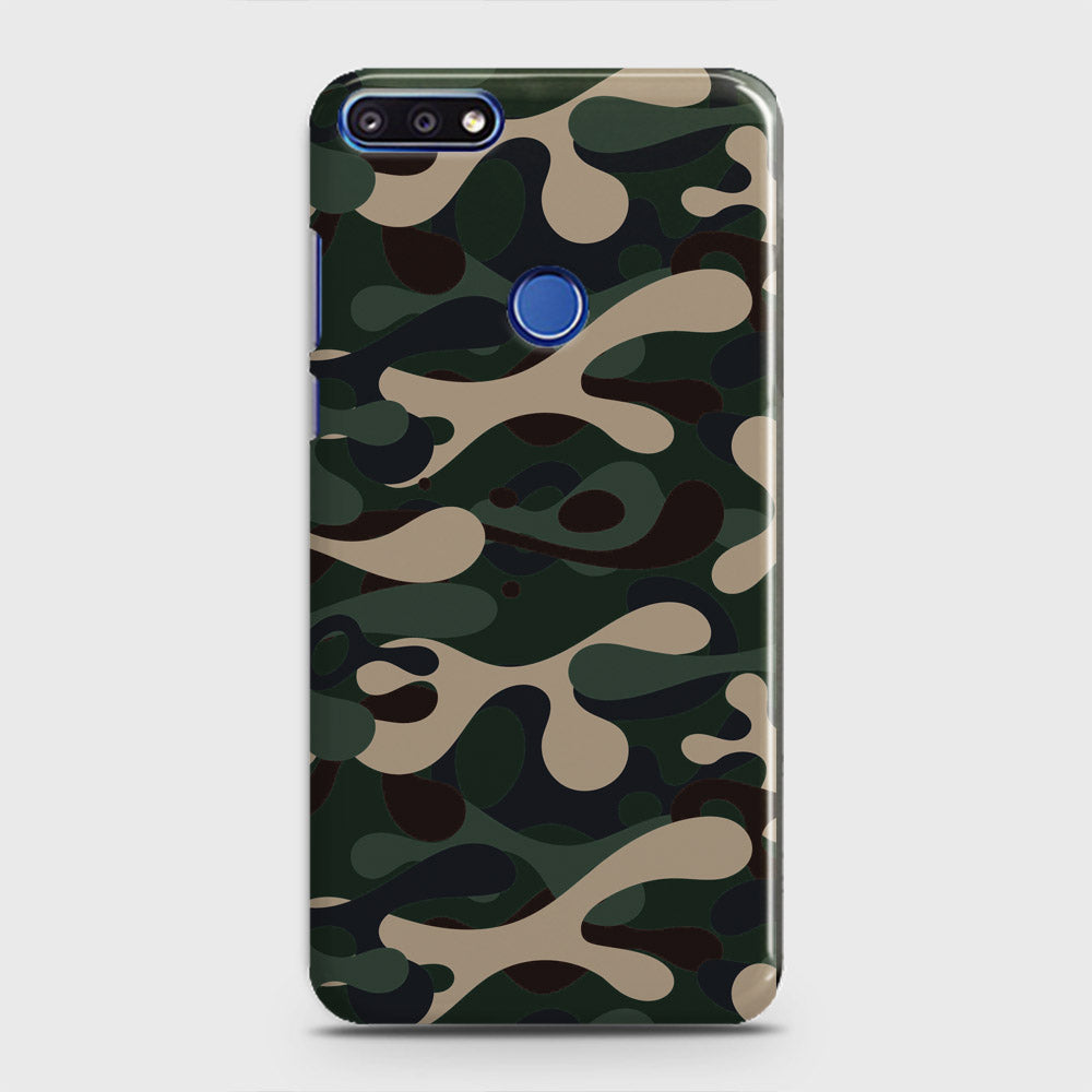 Huawei Y7 Prime 2018 Cover - Camo Series - Dark Green Design - Matte Finish - Snap On Hard Case with LifeTime Colors Guarantee