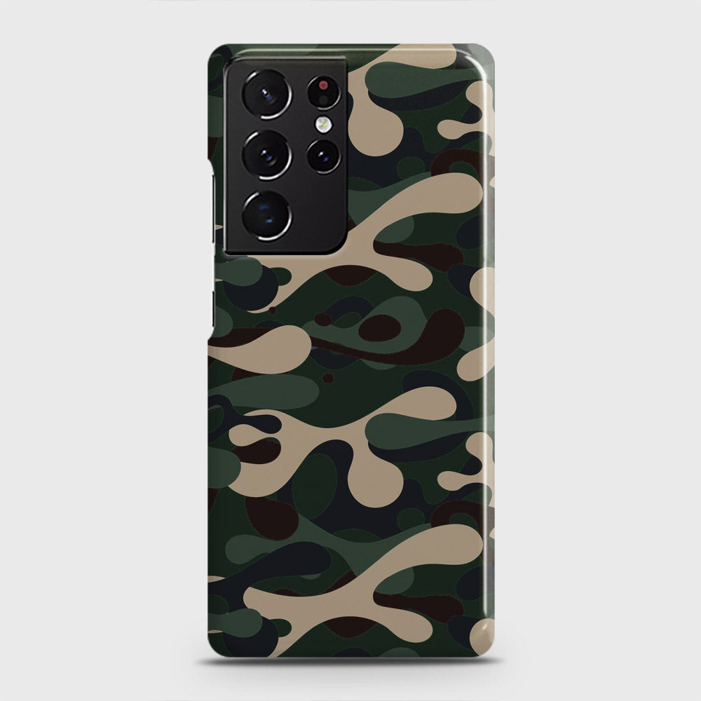 Samsung Galaxy S21 Ultra 5G Cover - Camo Series - Dark Green Design - Matte Finish - Snap On Hard Case with LifeTime Colors Guarantee