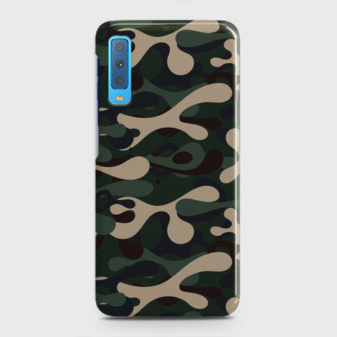 Samsung Galaxy A7 2018 Cover - Camo Series - Dark Green Design - Matte Finish - Snap On Hard Case with LifeTime Colors Guarantee