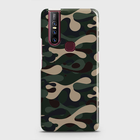 Vivo V15 Cover - Camo Series - Dark Green Design - Matte Finish - Snap On Hard Case with LifeTime Colors Guarantee