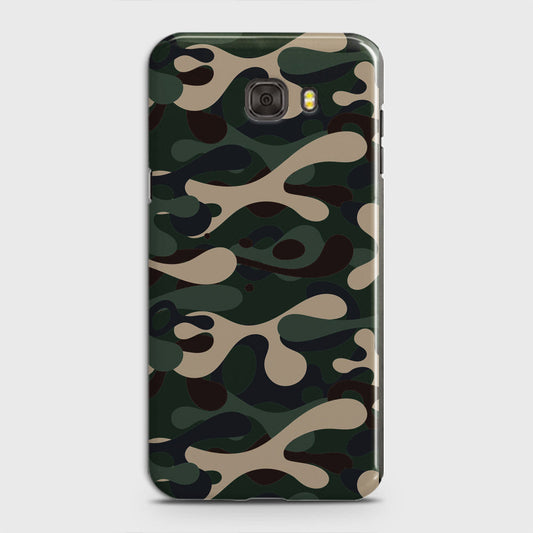 Samsung Galaxy C7 Pro Cover - Camo Series - Dark Green Design - Matte Finish - Snap On Hard Case with LifeTime Colors Guarantee