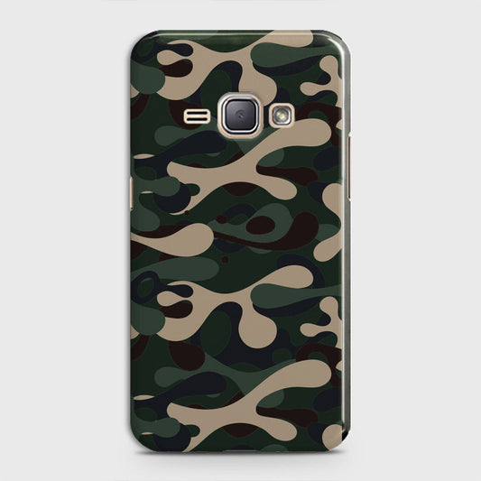 Samsung Galaxy J1 2016 / J120 Cover - Camo Series - Dark Green Design - Matte Finish - Snap On Hard Case with LifeTime Colors Guarantee