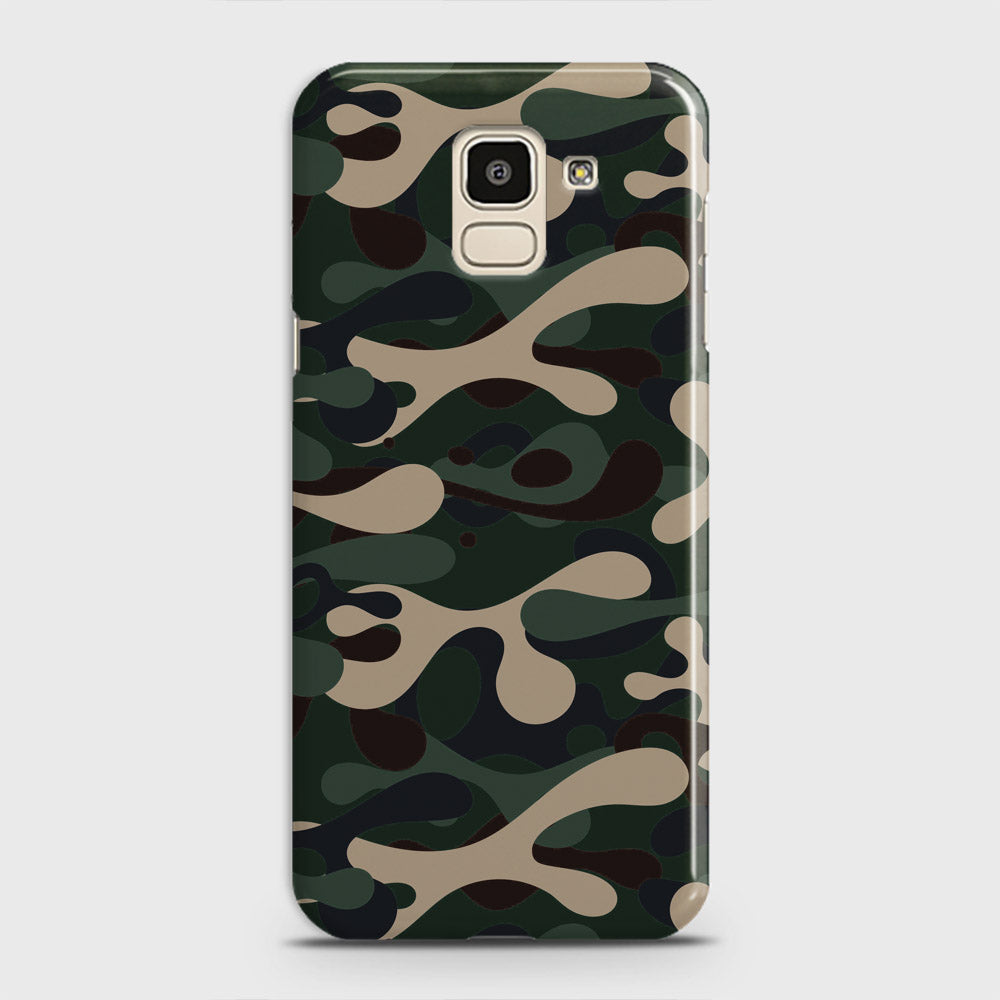 Samsung Galaxy J6 2018 Cover - Camo Series - Dark Green Design - Matte Finish - Snap On Hard Case with LifeTime Colors Guarantee