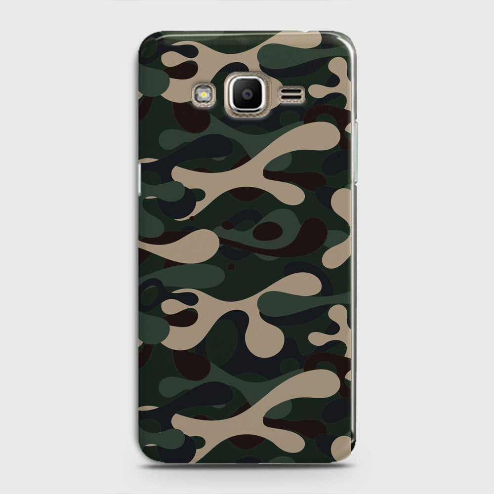 Samsung Galaxy J7 2015 Cover - Camo Series - Dark Green Design - Matte Finish - Snap On Hard Case with LifeTime Colors Guarantee