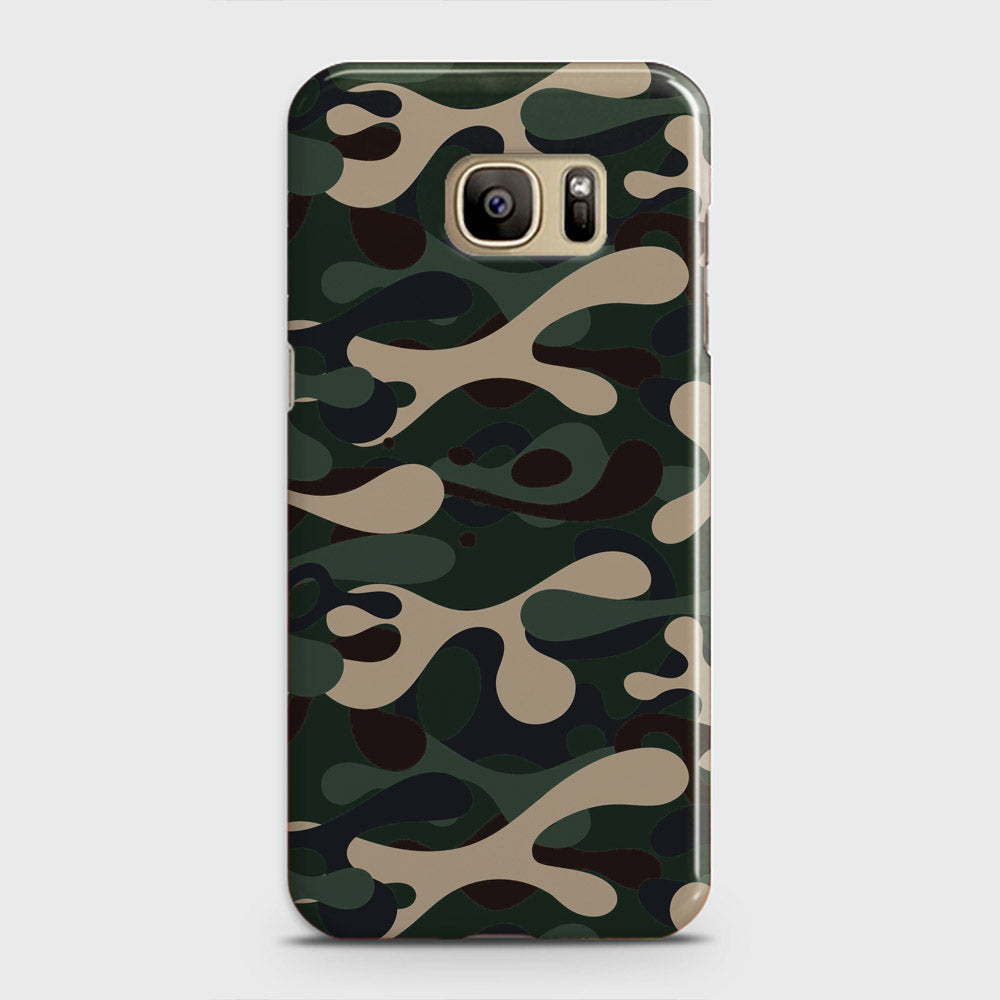 Samsung Galaxy S7 Edge Cover - Camo Series - Dark Green Design - Matte Finish - Snap On Hard Case with LifeTime Colors Guarantee