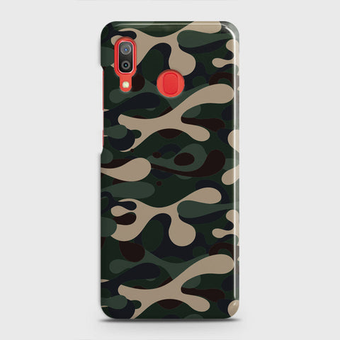 Samsung Galaxy A20 Cover - Camo Series - Dark Green Design - Matte Finish - Snap On Hard Case with LifeTime Colors Guarantee