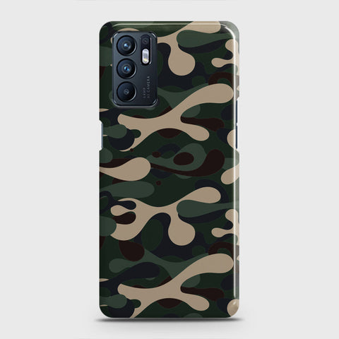 Oppo Reno 6 Cover - Camo Series - Dark Green Design - Matte Finish - Snap On Hard Case with LifeTime Colors Guarantee