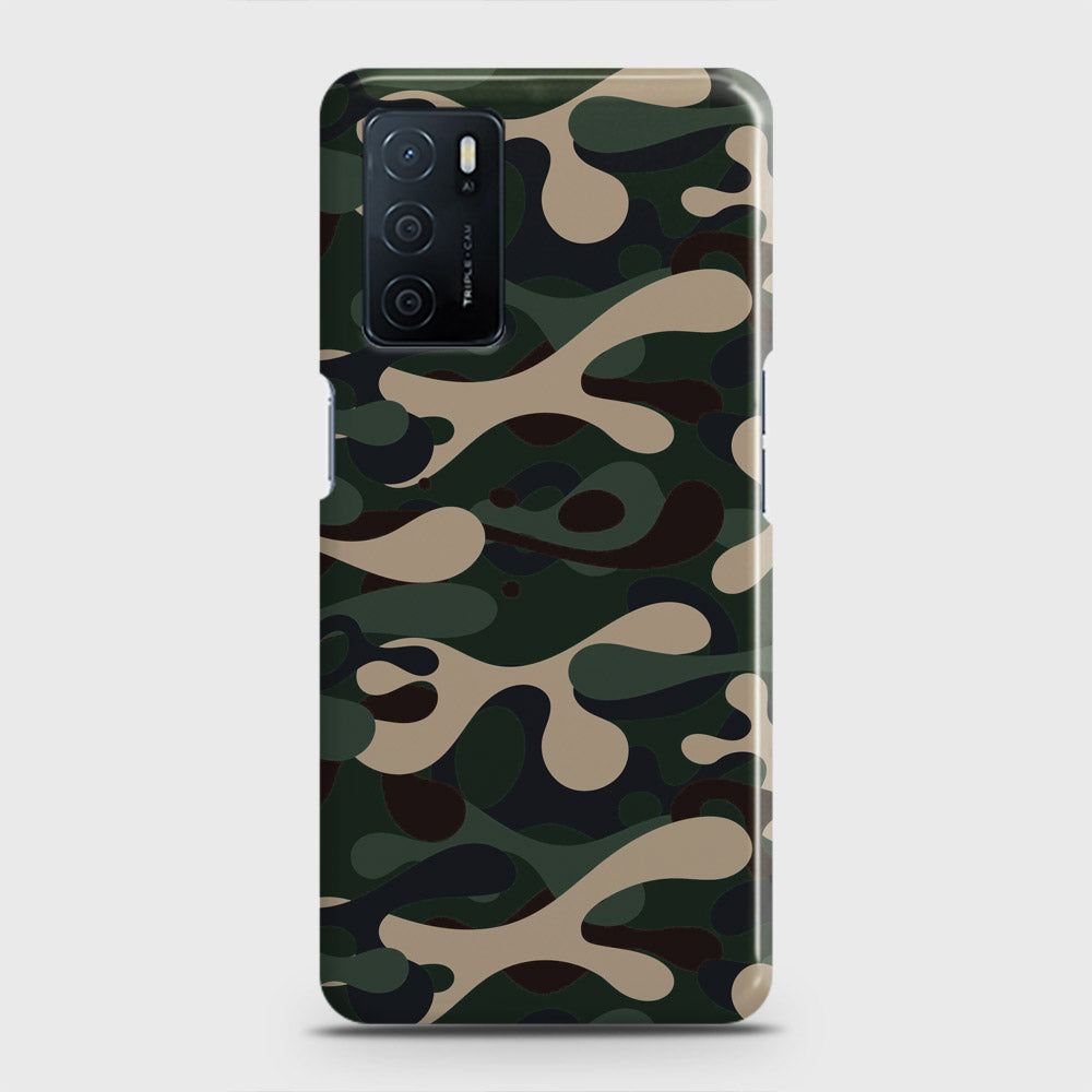 Oppo A16 Cover - Camo Series - Dark Green Design - Matte Finish - Snap On Hard Case with LifeTime Colors Guarantee