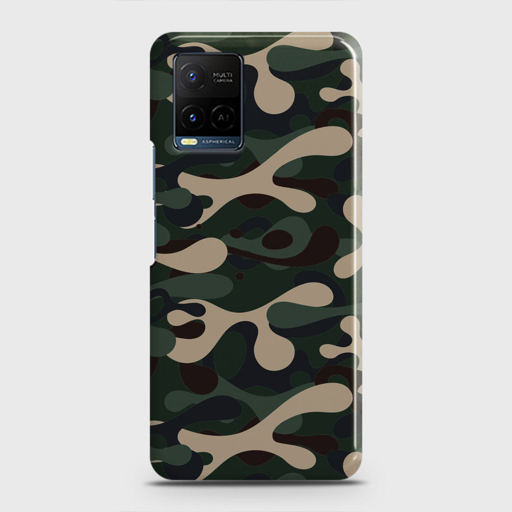 Vivo Y33t Cover - Camo Series - Dark Green Design - Matte Finish - Snap On Hard Case with LifeTime Colors Guarantee