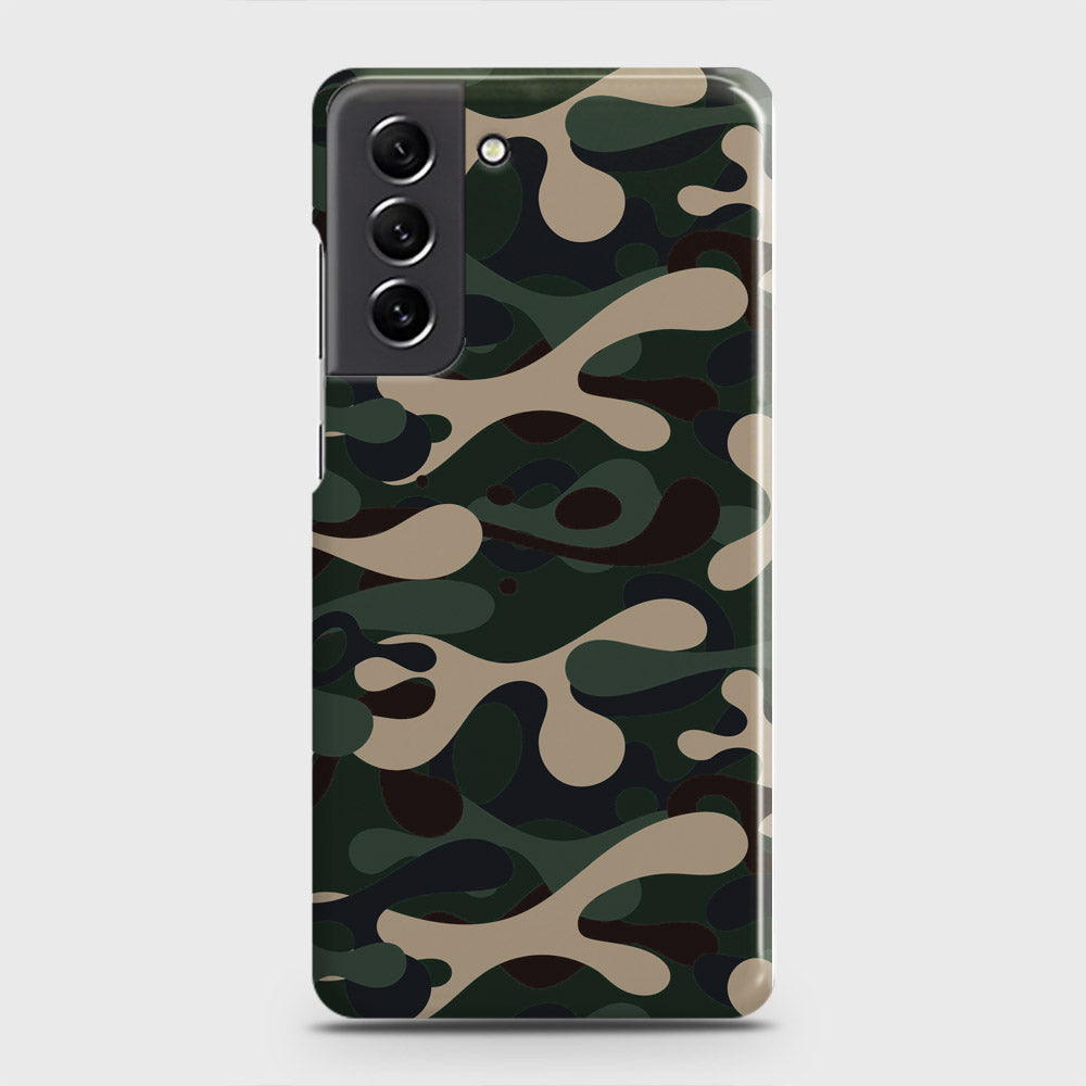 Samsung Galaxy S21 FE 5G Cover - Camo Series - Dark Green Design - Matte Finish - Snap On Hard Case with LifeTime Colors Guarantee