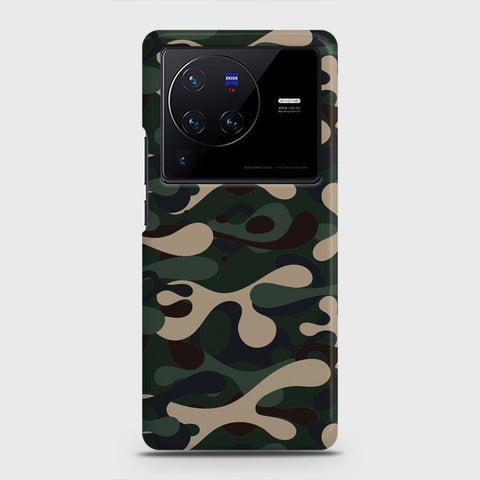 Vivo X80 Cover - Camo Series - Dark Green Design - Matte Finish - Snap On Hard Case with LifeTime Colors Guarantee