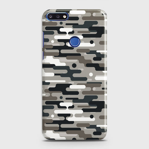 Huawei Y7 Prime 2018 Cover - Camo Series 2 - Black & Olive Design - Matte Finish - Snap On Hard Case with LifeTime Colors Guarantee