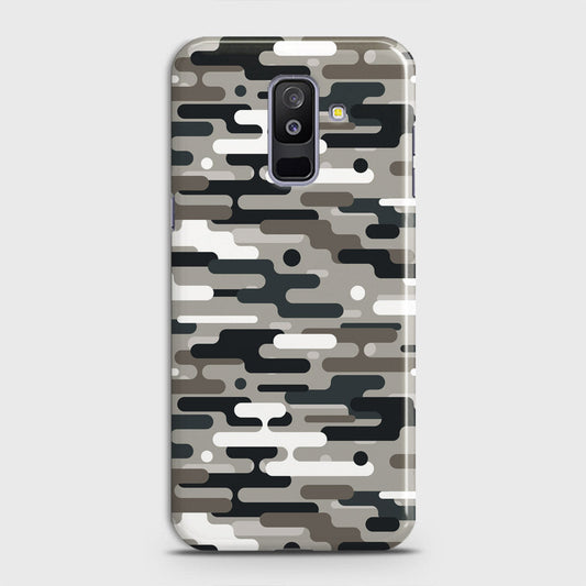 Samsung Galaxy J8 2018 Cover - Camo Series 2 - Black & Olive Design - Matte Finish - Snap On Hard Case with LifeTime Colors Guarantee