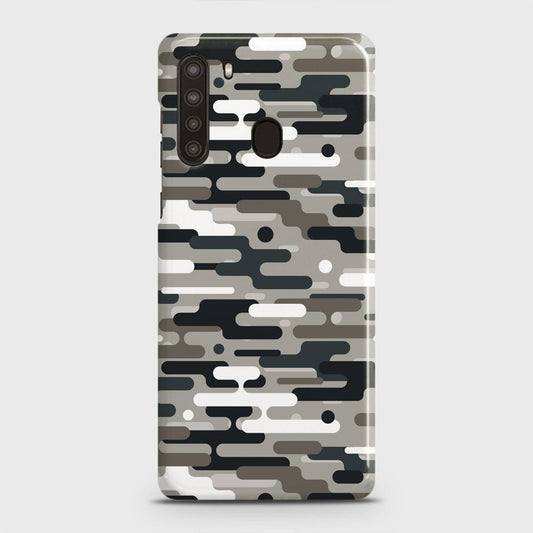 Samsung Galaxy A21 Cover - Camo Series 2 - Black & Olive Design - Matte Finish - Snap On Hard Case with LifeTime Colors Guarantee